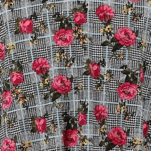 LuLaRoe Floral Black Plaid Shirley Open-Front Long Kimono Duster Cardigan Size L - Picture 3 of 6